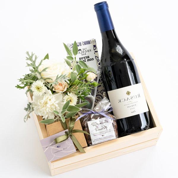 Chocolate Wine + Flowers Gift Box