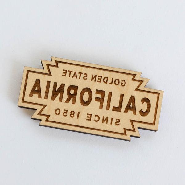 California Retro Badge Wood Magnet