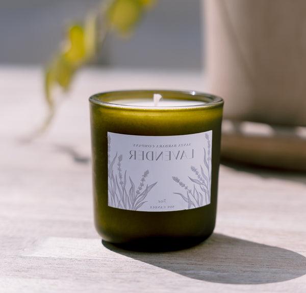 Lavender Candle - 7 oz | Pictured on wood background