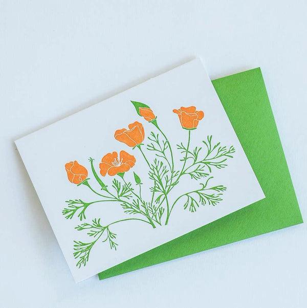 California Poppy Letterpress Greeting Card